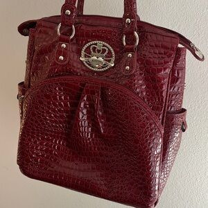 Kathy Van Zeeland burgundy Croc-Embossed Shoulder Tote | Y2K Statement Bag